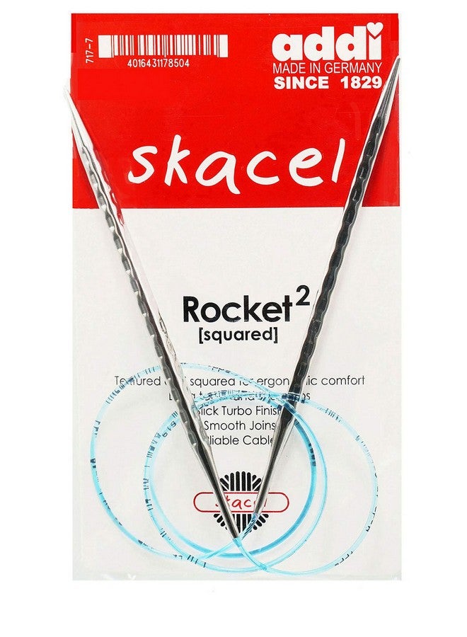 Addi Rocket 2 Squared Ergonomic 16Inch (40Cm) Us 4 (3.5Mm) Circular Knitting Needle Textured Finish Rounded Edges Long Taper Sharp Tips Blue Cord Bundle With 10 Artsiga Crafts Stitch Markers - Image 2