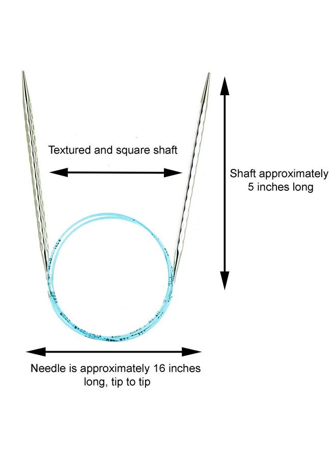 Addi Rocket 2 Squared Ergonomic 16Inch (40Cm) Us 4 (3.5Mm) Circular Knitting Needle Textured Finish Rounded Edges Long Taper Sharp Tips Blue Cord Bundle With 10 Artsiga Crafts Stitch Markers - Image 3