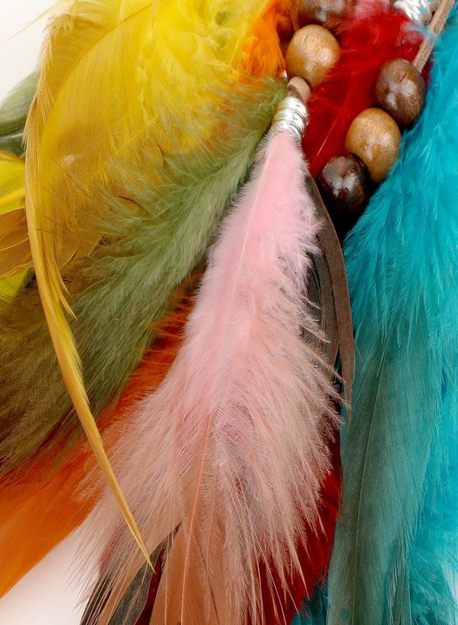 MWOOT 6Pcs Feather Hair Clips, Handmade Boho Hair Extensions with Clip Comb, Bohemian Hippie Hairpin Feather Indian Tassel Hemp Rope Festival Headwear Cosplay Headdress Accessories -Beads Styles - Image 5