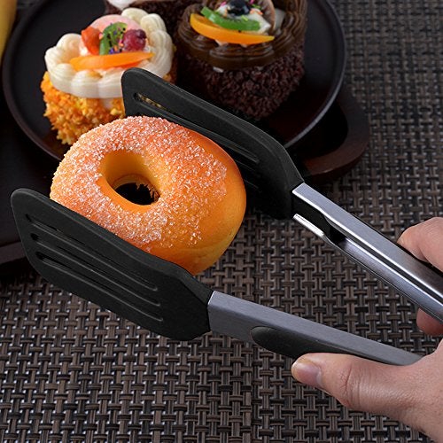 STARUBY Cooking Tongs 9 inches and 12 inches Stainless Steel Kitchen Silicone Serving Tong Heat Resistant Meat Turner Spatula Tongs with Locking Handle Joint - Image 3