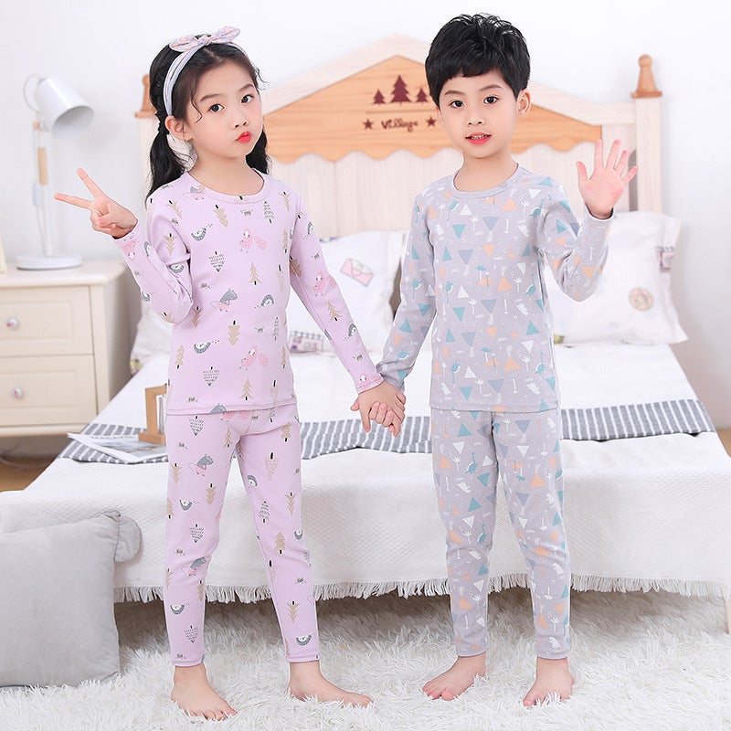 Children'S Pajamas Boys Girls Underwear Printed Thermal Tops And Pants Set Kids Long-Sleeve Loungewear Antibacterial - Image 4