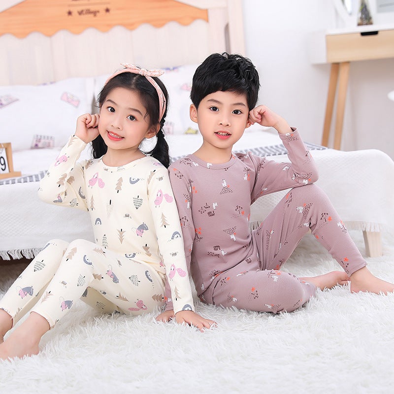 Children'S Pajamas Boys Girls Underwear Printed Thermal Tops And Pants Set Kids Long-Sleeve Loungewear Antibacterial - Image 3