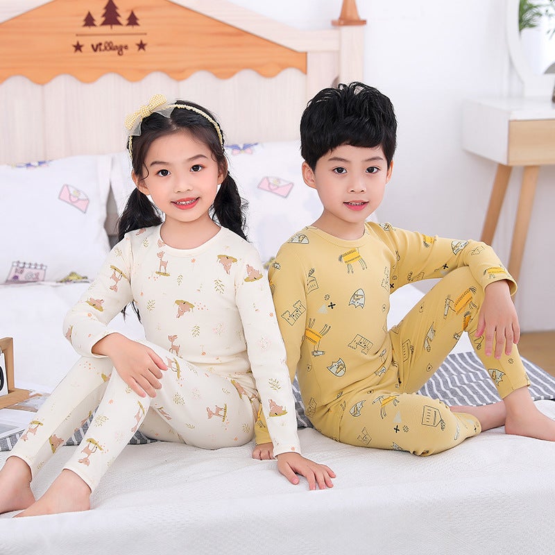 Children'S Pajamas Boys Girls Underwear Printed Thermal Tops And Pants Set Kids Long-Sleeve Loungewear Antibacterial - Image 2