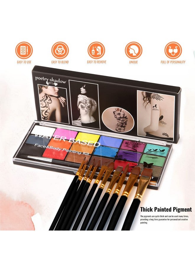 BRIMFULITE Face Painting Kit Nontoxic Body Paint Washable 18 Colors Facepaint Makeup Kit For Kids Adults With 10 Face Paint Brushes For Halloween Kids Party Cosplay Makeup (Color 001) - Image 5