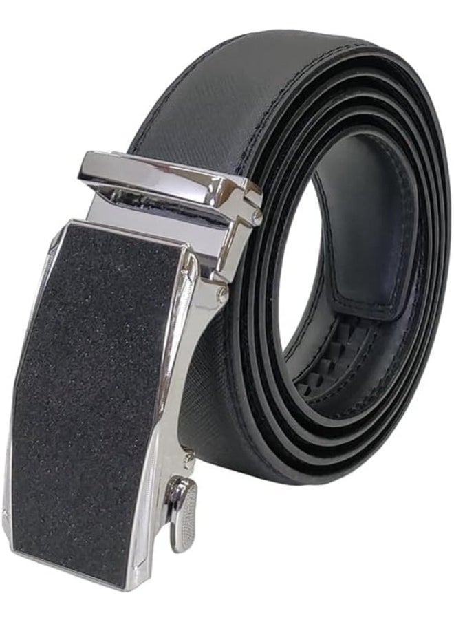 Kingman Mens Autolock Leather Belt - Ratchet Dress Belt with Auto Lock for Perfect Fit (34, Shine Black)  - Image 1