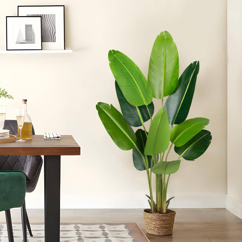CETRD Artificial Bird of Paradise Plant 5.2Ft Fake Tropical Palm Tree with 10Trunks Faux Banana Leaf Trees in Pot for Home Indoor Outdoor Office Modern Decor Housewarming Giftï¼ˆ1Pcsï¼‰ - Image 5