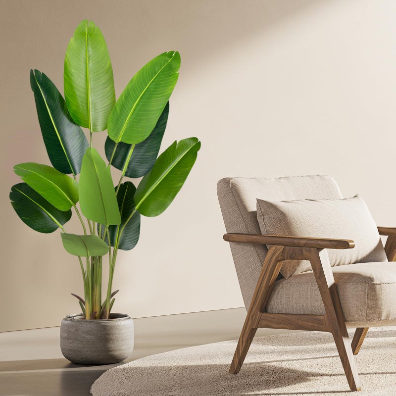 CETRD Artificial Bird of Paradise Plant 5.2Ft Fake Tropical Palm Tree with 10Trunks Faux Banana Leaf Trees in Pot for Home Indoor Outdoor Office Modern Decor Housewarming Giftï¼ˆ1Pcsï¼‰ - Image 4