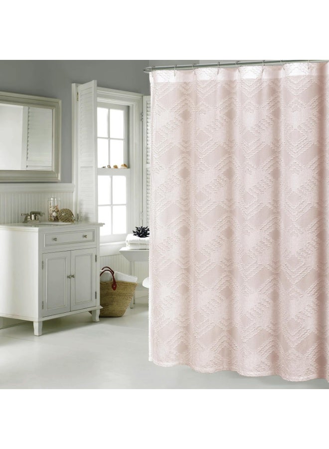 GOLD MANTIS Premium Cotton Fabric Shower Curtain 72x72 Inch – Soft, Wrinkle-Free, Eco-Friendly Bathroom Curtain with Reinforced Buttonholes for Easy Installation (Cutcloth (Pink)) - Image 2