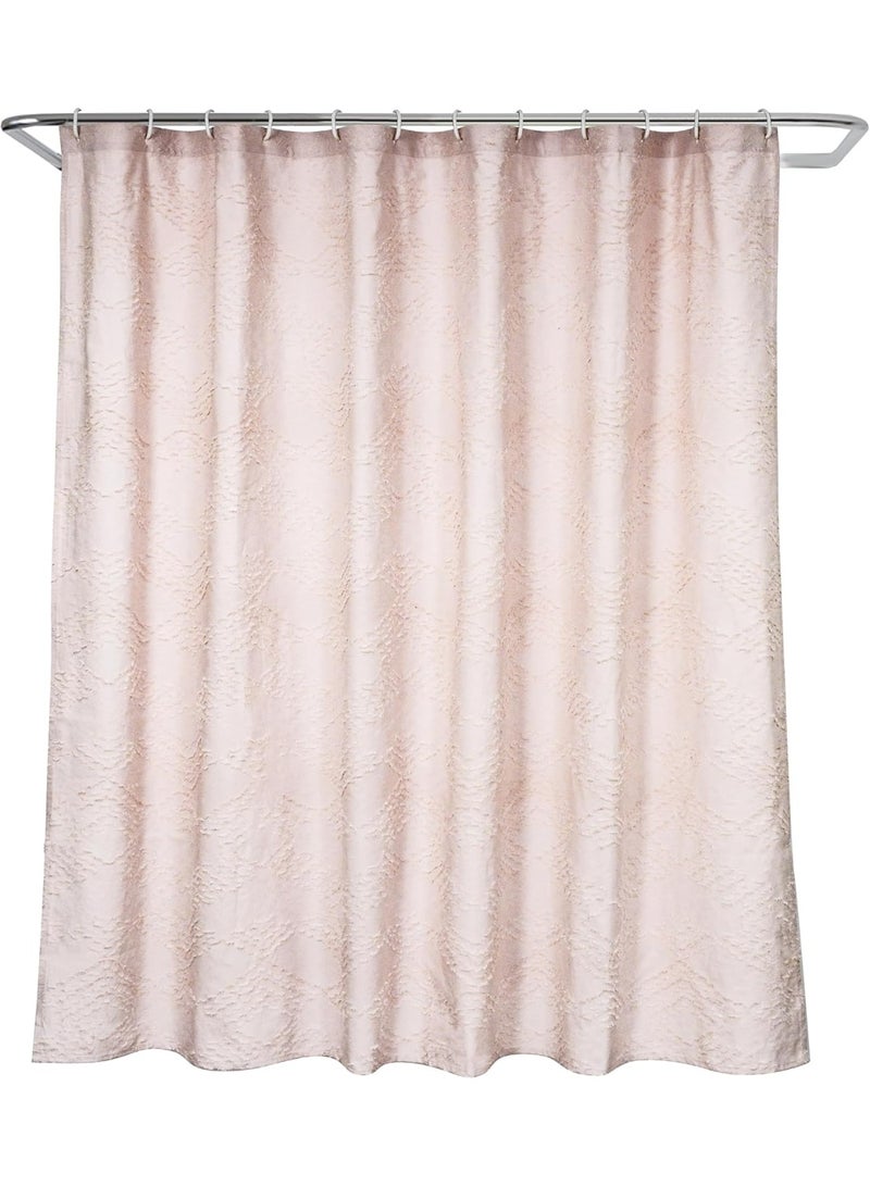 GOLD MANTIS Premium Cotton Fabric Shower Curtain 72x72 Inch – Soft, Wrinkle-Free, Eco-Friendly Bathroom Curtain with Reinforced Buttonholes for Easy Installation (Cutcloth (Pink)) - Image 1