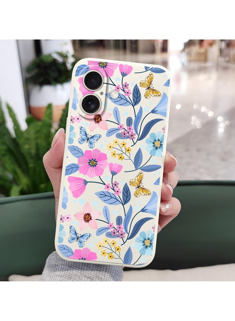 اليشمك غطاء لهاتف iPhone 16 Plus مقاوم للخدوش مع بطانة من الألياف الدقيقة، غطاء سيليكون نحيف للغاية لهاتف iPhone 16 Plus بحجم 6.7 بوصة - زهرة بيضاء. - Image 3