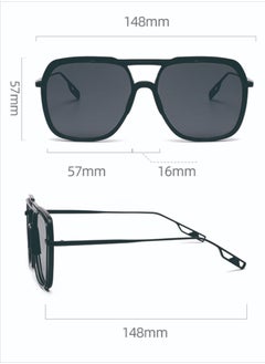 Aoron Double-Bridge Fashionable Sunglasses, Retro Men's And Women's Fashionable SWunglasses, Suitable For Sun Protection, Fishing, Travel, And Various Outdoor Occasions, Black Frame, 56.5 mm  - Image 4
