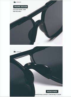 Aoron Double-Bridge Fashionable Sunglasses, Retro Men's And Women's Fashionable SWunglasses, Suitable For Sun Protection, Fishing, Travel, And Various Outdoor Occasions, Black Frame, 56.5 mm  - Image 2