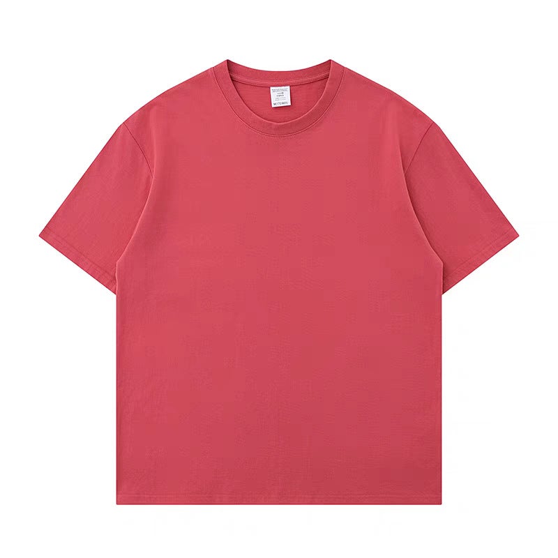 Small Neckline t Heavyweight 400g Pure Cotton Comfortable Skin-Friendly Short-Sleeved T-Shirt Three-Thread Loose Casual Sports Thickeneded Top - Image 5