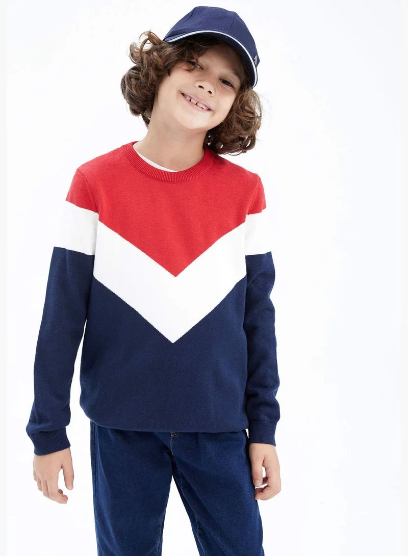 DeFacto Long Sleeve Block Colour Knitted Jumper