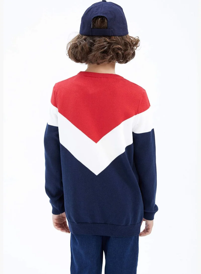 DeFacto Long Sleeve Block Colour Knitted Jumper