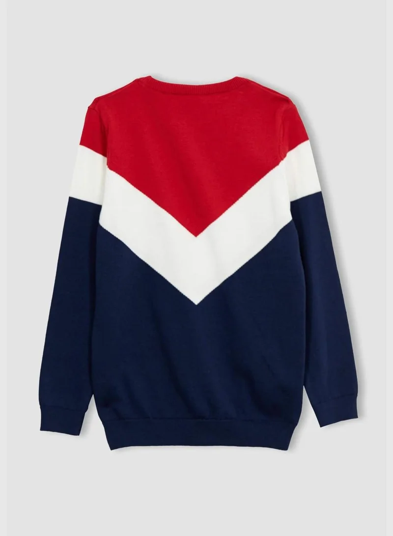 DeFacto Long Sleeve Block Colour Knitted Jumper