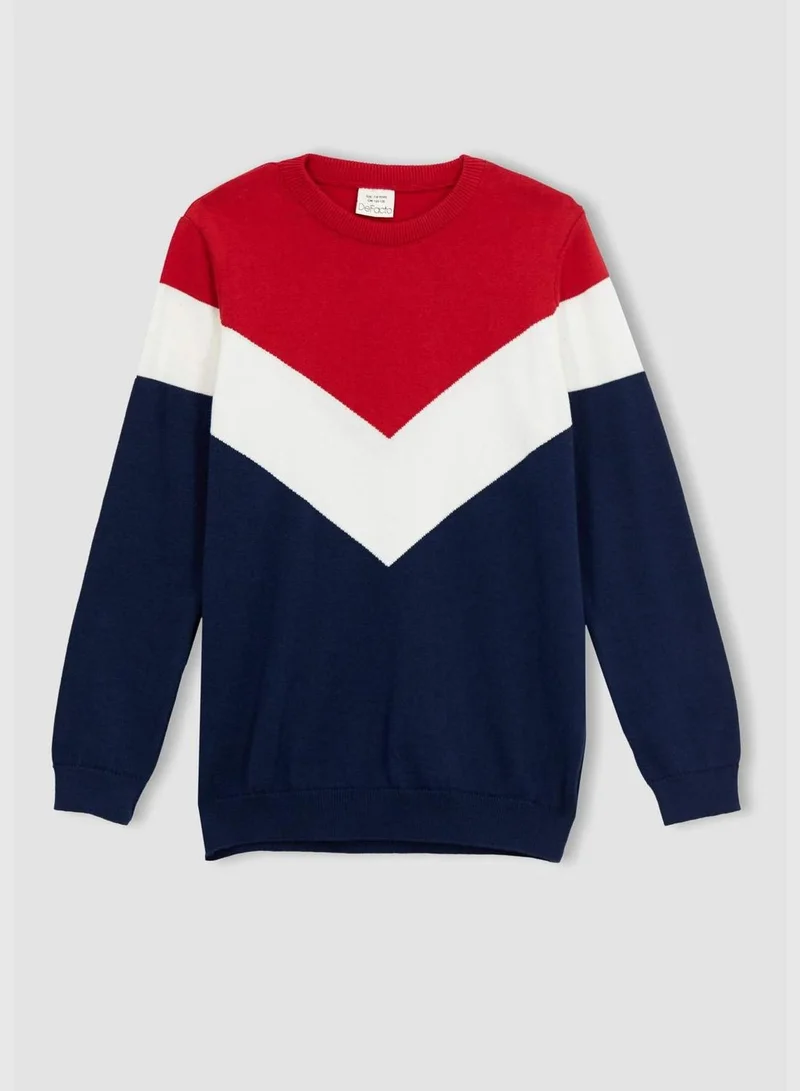 DeFacto Long Sleeve Block Colour Knitted Jumper