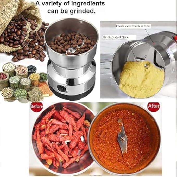 ECVV Household Electric Mill Grinder Machine Stainless Steel Electric Spice Coffee Nut Grain Grinder MultiFunction Crusher Mill Blender Kitchen Tool - Image 4