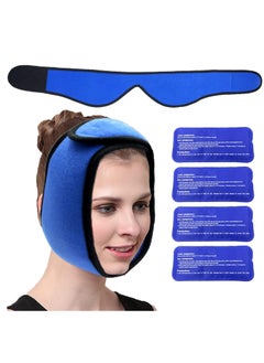 GUDOO Face Ice Pack Wrap for TMJ Wisdom Teeth with 4 Reusable Hot Cold Therapy Gel Packs Pain Relief for Chin Head Oral and Facial Surgery Dental Implants  - Image 1
