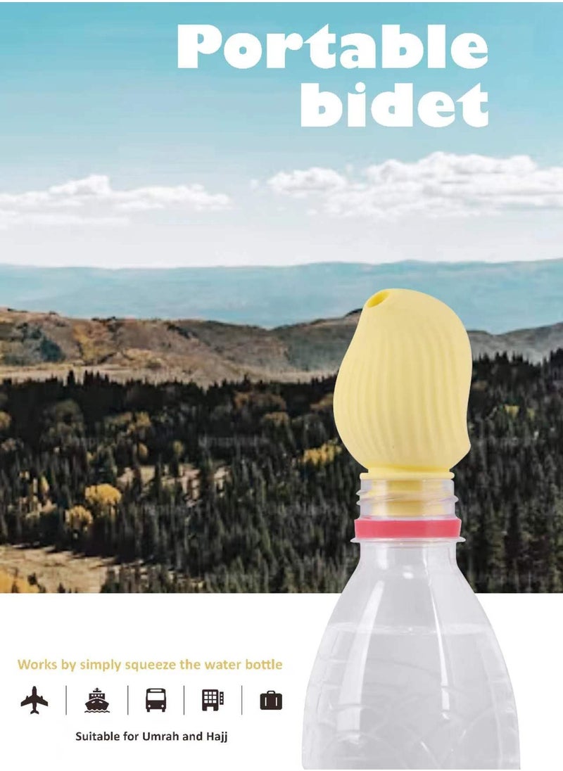INNOV In Mecca Travel shattaf Mini Pocket Shattaf Sprayer 3pcs pack, Plastic Portable Bidet, Mobile Travel Shattaf for Toilet, Travel or Camping.Compatible with Every Bottle, White Yellow and Blue color  - Image 3
