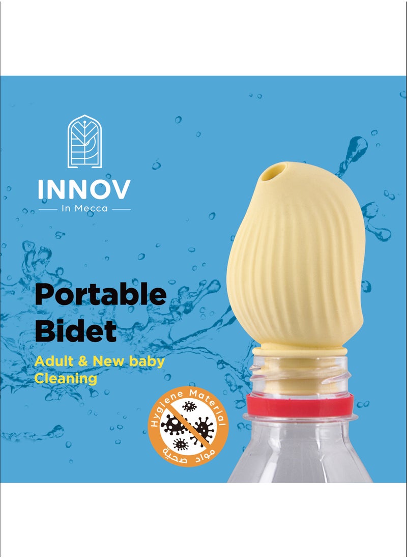 INNOV In Mecca Travel shattaf Mini Pocket Shattaf Sprayer 3pcs pack, Plastic Portable Bidet, Mobile Travel Shattaf for Toilet, Travel or Camping.Compatible with Every Bottle, White Yellow and Blue color  - Image 1