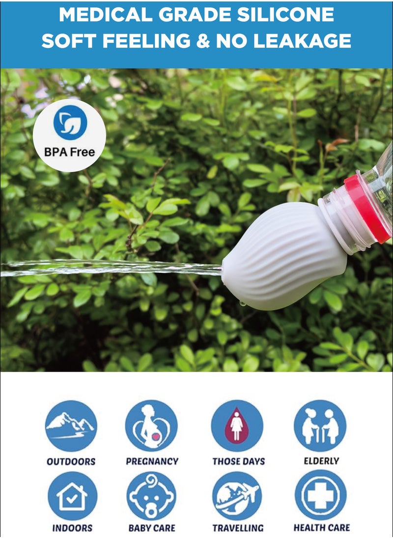 INNOV In Mecca Travel shattaf Mini Pocket Shattaf Sprayer 3pcs pack, Plastic Portable Bidet, Mobile Travel Shattaf for Toilet, Travel or Camping.Compatible with Every Bottle, White Yellow and Blue color  - Image 2