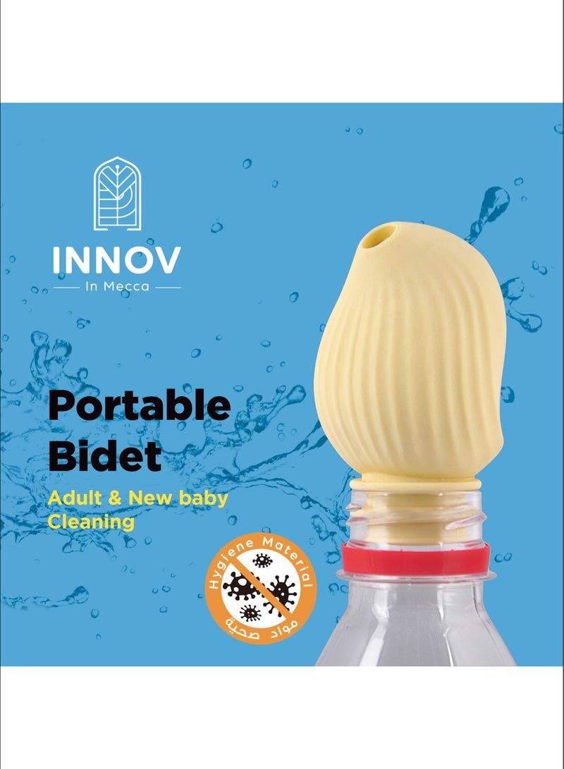 INNOV In Mecca Travel shattaf Mini Pocket Shattaf Sprayer 3pcs pack, Plastic Portable Bidet, Mobile Travel Shattaf for Toilet, Travel or Camping.Compatible with Every Bottle, White Yellow and Blue color - Image 2