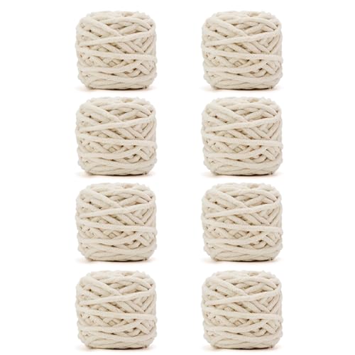 INNDUN Blanket Yarn 8 Pack of 100g/3.5oz - Beige Chenille Yarn 6 Super Bulky - Knitting, Crocheting & Crafts Chunky Yarn - Image 1