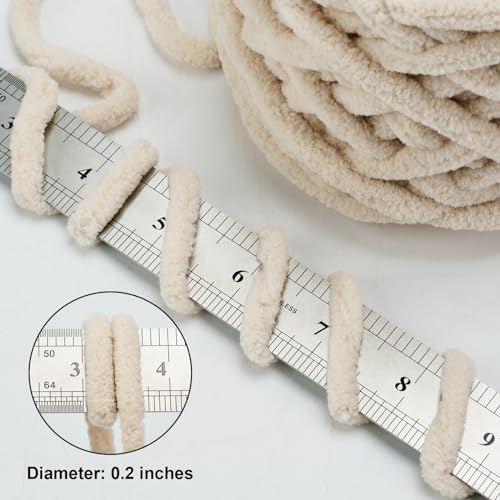 INNDUN Blanket Yarn 8 Pack of 100g/3.5oz - Beige Chenille Yarn 6 Super Bulky - Knitting, Crocheting & Crafts Chunky Yarn - Image 2