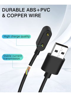 TLAXCA قطعتين شاحن هواوي باند 8، مناسب لساعة هواوي باند 7/6/6 برو/ساعة Fit2/Honor Band 7/6/Honor Watch ES/OPPO Band 2، كابل شحن USB مغناطيسي 100 سم أسود  - Image 3