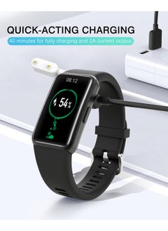 TLAXCA قطعتين شاحن هواوي باند 8، مناسب لساعة هواوي باند 7/6/6 برو/ساعة Fit2/Honor Band 7/6/Honor Watch ES/OPPO Band 2، كابل شحن USB مغناطيسي 100 سم أسود  - Image 4