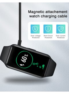 TLAXCA قطعتين شاحن هواوي باند 8، مناسب لساعة هواوي باند 7/6/6 برو/ساعة Fit2/Honor Band 7/6/Honor Watch ES/OPPO Band 2، كابل شحن USB مغناطيسي 100 سم أسود  - Image 5