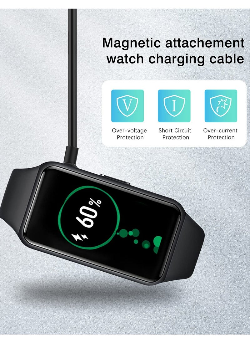 TLAXCA قطعتين شاحن هواوي باند 8، مناسب لساعة هواوي باند 7/6/6 برو/ساعة Fit2/Honor Band 7/6/Honor Watch ES/OPPO Band 2، كابل شحن USB مغناطيسي 100 سم أسود  - Image 5