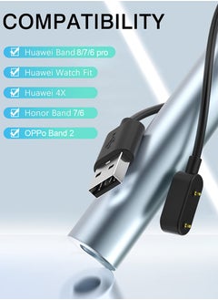 TLAXCA قطعتين شاحن هواوي باند 8، مناسب لساعة هواوي باند 7/6/6 برو/ساعة Fit2/Honor Band 7/6/Honor Watch ES/OPPO Band 2، كابل شحن USB مغناطيسي 100 سم أسود  - Image 2