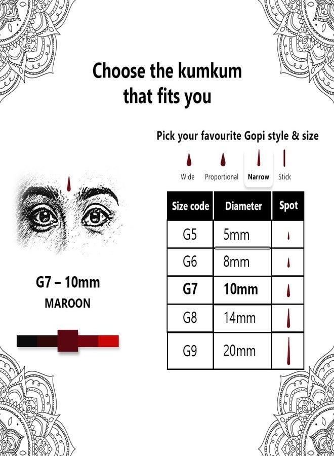 Eyetex Pallavi Sticker Bindi/Pottu|Gopi/Tilak|Aloe Vera & Papaya Extracts|Breathable Non-Irritating Velvet Fabric|G7|Maroon|20 Flaps - Image 4