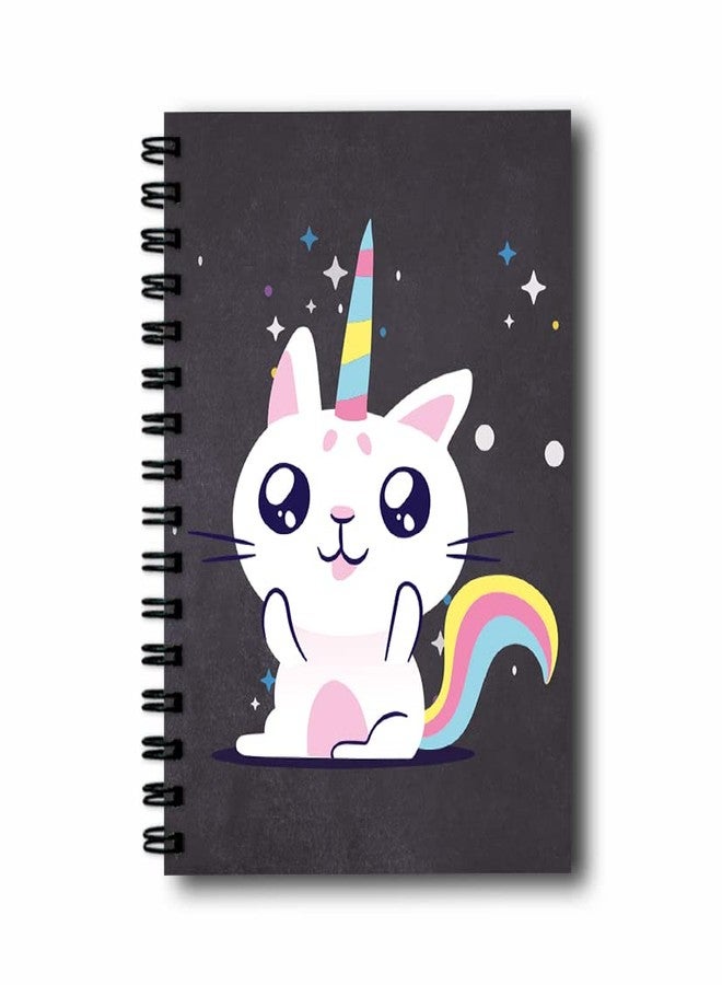 VPRINT QUALITY (Unicorn White Cat) Themed Wire-Bound Notebook With Unruled Pages Blank Pages Diary For Girls Plain Notepad For Kids Unruled Memo Book For Office Portable Sketchbook For Urban Sketching - 100 GSM - 160 Pages - (Size A5) - Image 1