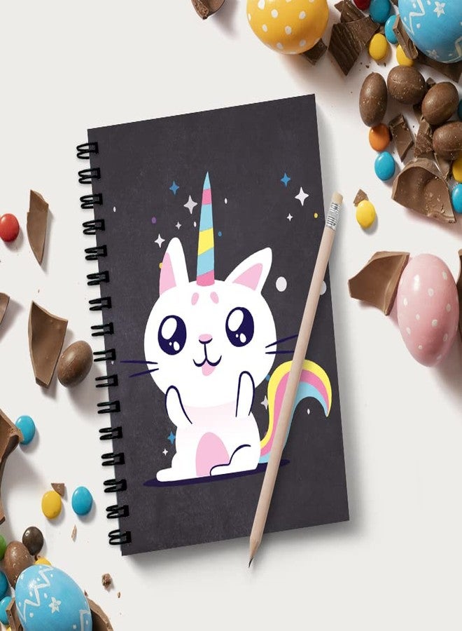 VPRINT QUALITY (Unicorn White Cat) Themed Wire-Bound Notebook With Unruled Pages Blank Pages Diary For Girls Plain Notepad For Kids Unruled Memo Book For Office Portable Sketchbook For Urban Sketching - 100 GSM - 160 Pages - (Size A5) - Image 2