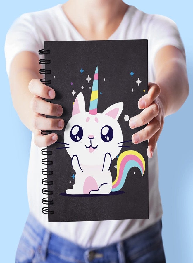 VPRINT QUALITY (Unicorn White Cat) Themed Wire-Bound Notebook With Unruled Pages Blank Pages Diary For Girls Plain Notepad For Kids Unruled Memo Book For Office Portable Sketchbook For Urban Sketching - 100 GSM - 160 Pages - (Size A5) - Image 3