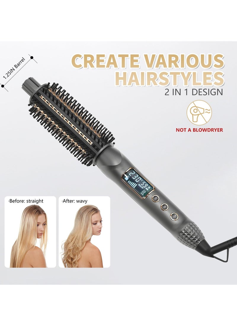 Curling Iron Brush,1.25 Inch Curling Thermal Brush,Professional Anti-Scald Instant Heated Round Brush for Blowout Look,1 1/4 Inch Curling Comb,Hair Curler Hot Brush Styler for Short Long Hair