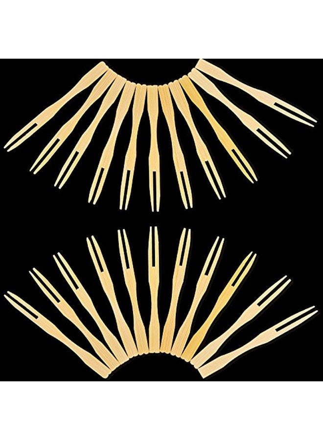 جوفيتيك، عبوتان من شوك الخيزران الكاملة، شوك مقبلات صغيرة، مقاس 3.5 بوصة، أعواد أسنان للمقبلات، شوك مقبلات مزدوجة الشوك، أطعمة صغيرة للحفلات، إكسسوارات لحوم الفاكهة الباردة - Image 5