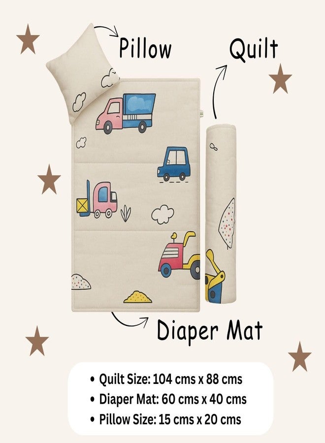 ZIKKU Baby Bedding Set for Newborn - 3 Piece Complete Set with Quilt Blanket Pillow & Changing Pad | Cute Animal Print Design | Cotton Baby Bed Set | Nursery Essentials Gift (Cream White) - Image 3