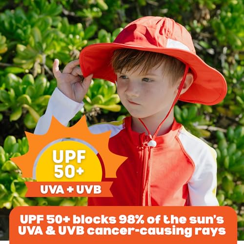 SwimZip Wide Brim Sun Hat | UPF 50+ Protection for Baby, Toddler, and Kids Red - Image 4