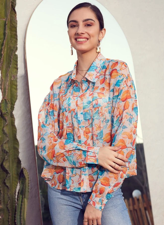 STREET 9 Floral Printed Casual Shirt for Women