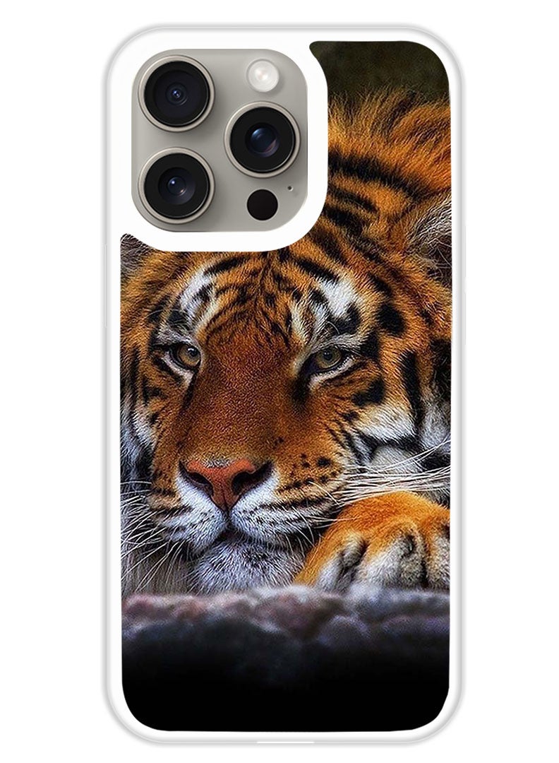 Theodor Protective Case Cover For APPLE IPHONE 15 Pro Tiger (White Bumper) - Image 1