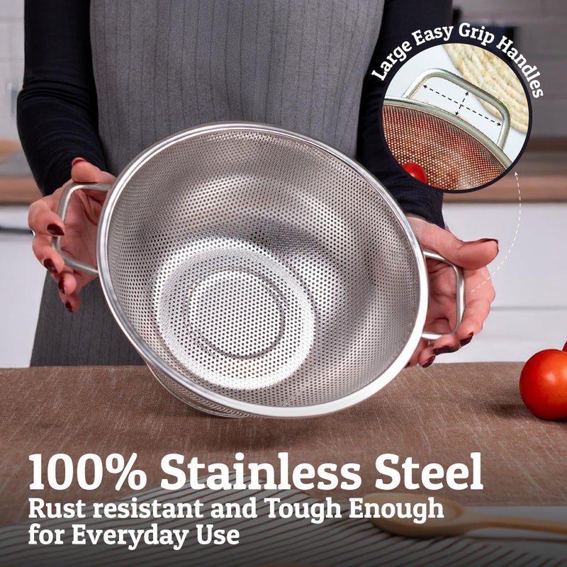 Priority Chef PriorityChef Premium Stainless Steel Colander for Kitchen, Durable Rice and Pasta Strainer with Handle, Rust-Resistant & Dishwasher Safe, 3 Qt - Image 5