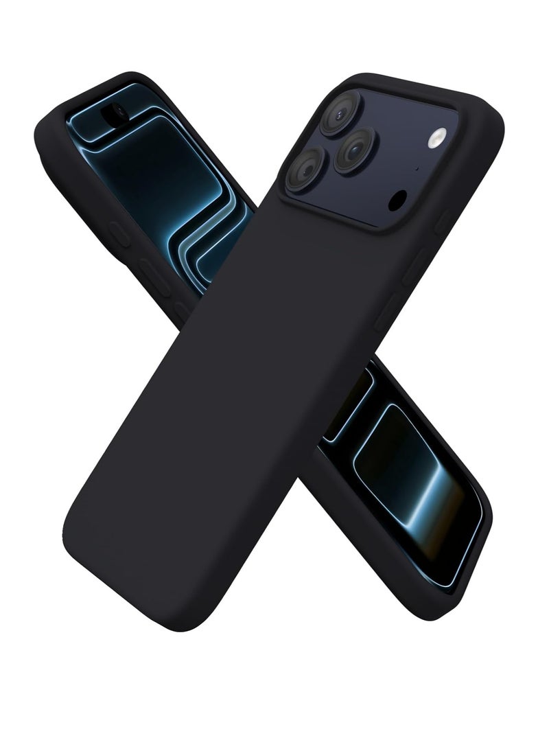 Silicone Case for IPhone 17 Pro (6.3) Soft Gel Cover Full Body Shockproof Protection Matte Finish Cover Soft Microfiber Lining Cushion Slim Case (Black) - Image 1