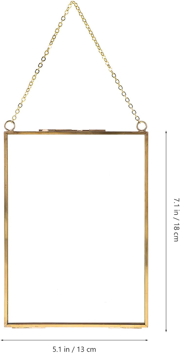 Copper Hanging Glass Picture Frame 13x18cm Vertical with Specimen Clip Holder for Photos and Plant Displays, Decorative Wall Art Frame for Home and Office - Image 2