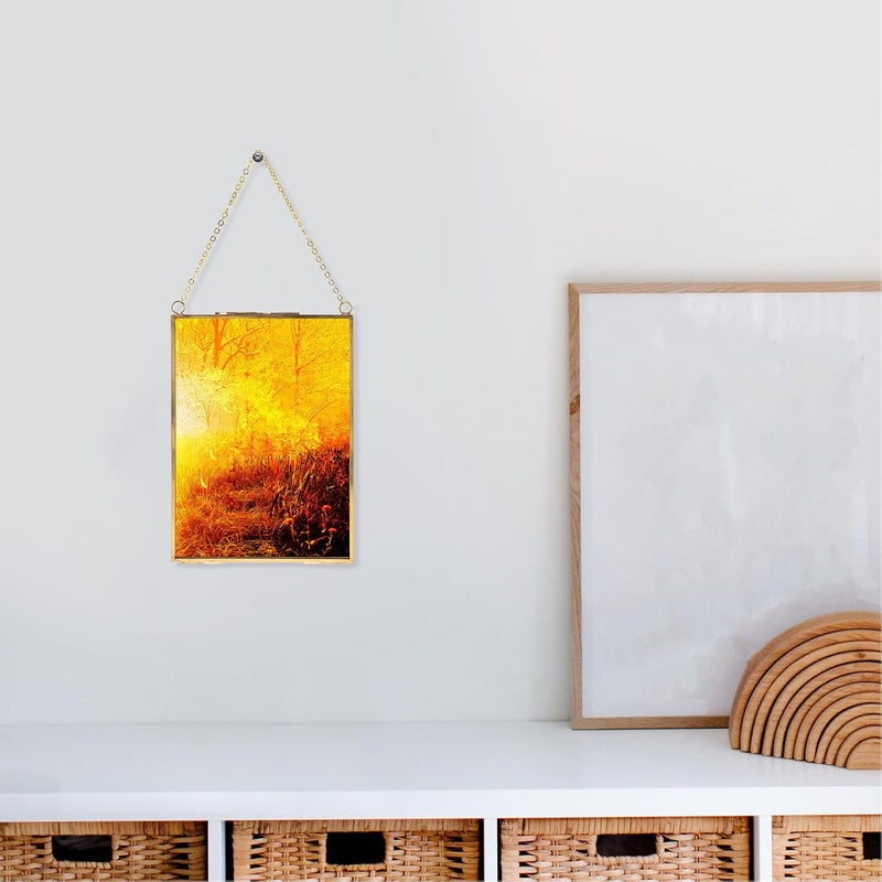 Copper Hanging Glass Picture Frame 13x18cm Vertical with Specimen Clip Holder for Photos and Plant Displays, Decorative Wall Art Frame for Home and Office - Image 5