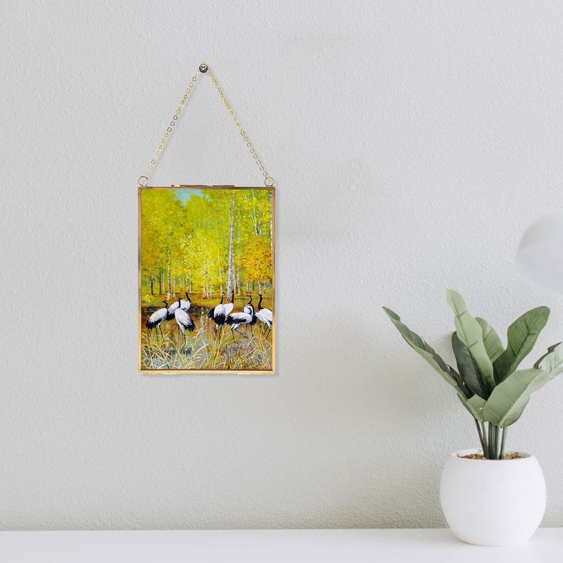 Copper Hanging Glass Picture Frame 13x18cm Vertical with Specimen Clip Holder for Photos and Plant Displays, Decorative Wall Art Frame for Home and Office - Image 4