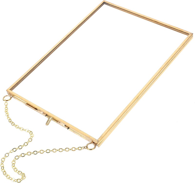 Copper Hanging Glass Picture Frame 13x18cm Vertical with Specimen Clip Holder for Photos and Plant Displays, Decorative Wall Art Frame for Home and Office - Image 1